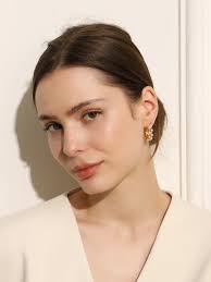 E.B.belle Design elegante orecchini a cerchio con intaglio di cristallo di  perle per accessori di lusso da sposa da donna