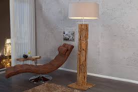 Stehlampe Holz Designerleuchte 160cm Aus Echtem Teakholz Leinen