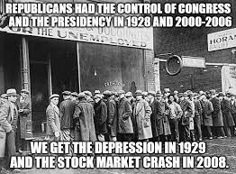Historians, economists, and others continue to study the stock market crash of 1929 in the hopes of discovering the secret to what started the boom and what instigated the panic. Republican Screw Ups Imgflip