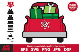 Layered Vintage Christmas Truck With Gifts Tailgate View 925336 Cut Files Design Bundles