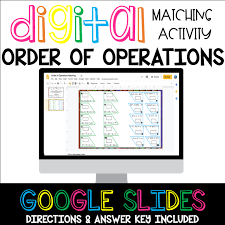 Order Of Operations Matching Activity Digital Order Of Operations Multiplying Integers Integers