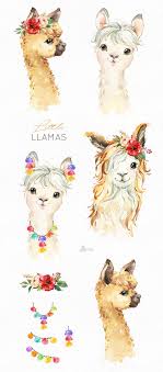 Little Llamas Watercolor Animals Clipart Alpaca Portrait Etsy In 2021 Animal Clipart Watercolor Animals Llama Painting