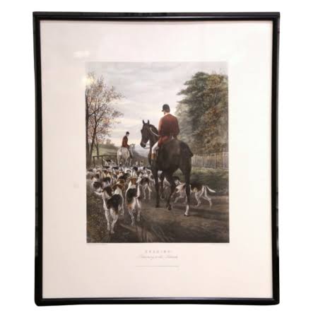 19th Century English Fox Hunting Color Engraving “Evening” by E.A.S. Douglas - Country French Interiors