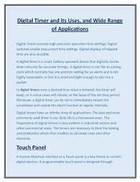 By creating a sense of urgency that closes sales with a countdown to a product release, sale, or launch. Digital Timer And Its Uses And Wide Range Of Applications By Koyo Issuu