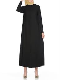 Fermuarli Sade Ipek Ferace Siyah 1025 01 Pakaian