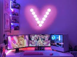 Aesthetic led lights in bedroom ideas. Hexagon Lights For Gaming Room