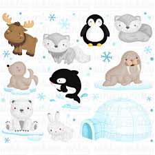 Arctic Animal Clipart Cute Animal Clip Art Wild Animal Etsy In 2021 Cute Animal Clipart Animal Clipart Arctic Animals