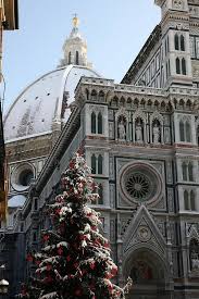 Cathedral Of Santa Maria Del Fiore And Piazza Duomo Snow Day And Christmas Tree By Piazza Del Duomo By The Santa Maria Del Fiore Cathedral In Florence Italy Photography By Christmas In Italy Italy Travel Italy