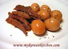 Boiled Beef And Quail S Eggs In Soy Sauce Sogogi Jangjorim In Korean My Korean Kitchen Korean Side Dishes Beef Recipes Quail Eggs