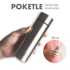 Poketle Small Stainless Drink Bottle 120ml Mini Size Slim Water Bottle Mug Bottle Color Silver Shopee Singapore