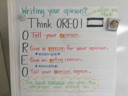 Oreo Opinion Writing Anchor Chart Modified For 1st Grade