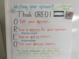 oreo opinion writing anchor chart modified for 1st grade