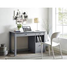 Walker Edison Furniture Company Home Office Deluxe Grey Wood Storage Computer Desk Hdw48d30gy The Home Depot Gray Home Offices Grey Desk Home Office Furniture