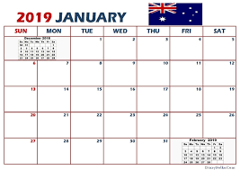Calendar For January 2019 Australia Calendar Australia 2019 Calendar Calendar