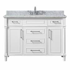 In stock & ready to ship. Home Decorators Collection Aberdeen 48 In W X 22 In D Vanity In White With Carrara Marble Top With White Sink Aberdeen 48w The Home Depot Marble Vanity Tops Bathroom Vanity