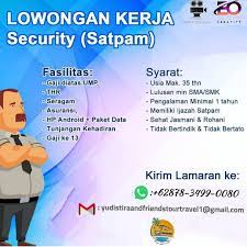 Lowongan kerja, rekrutmen, peluang kerja, prospek kerja ; Lowongan Kerja Satpam Yudistira Tour Di Solo Info Loker Solo