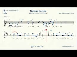 Elaborazione con accordi a cura di bruno bizzarri. Nessun Dorma Sheet Music Lyrics Chords Karaoke Youtube