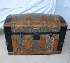 Camel back steamer trunk antique embossed tin panel with leather interior by chuck zeller. Bargain John S Antiques Antique Camel Back Trunk Embossed Tin Bargain John S Antiques