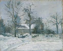 La Maison De La Piette Montfoucault Effet De Neige Pissarro Camille 1830 1903 Montfoucault Oil On Canvas Height Paysage De Neige Comment Peindre Les Arts