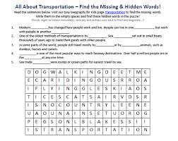 Copyright 2020 science for kids. Transportation Worksheet Free Hidden Words Puzzles Games To Print Earth Science For Kids