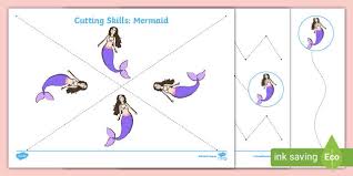 An extremely useful resource with a pets theme, perfect for enhancing those fine motor skills. Mermaid Themed Cutting Skills Worksheet Teacher Made