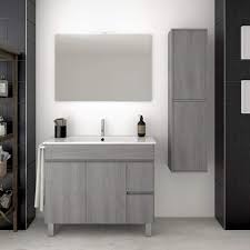 Le sol et les murs, revêtus de gris, apportent ce petit quelque. Meuble De Salle De Bain Moderne Temis Avec Lavabo Miroir Et Lumiere Led Avec Colonne Gris 100x82x45cm Achat Vente Colonne Armoire Sdb Meuble De Salle De Bain Soldes