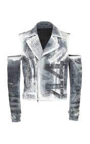 Balmain Spray Denim Jacket Open Shoulders In Black Modesens Balmain Leather Jacket Jackets Denim Jacket