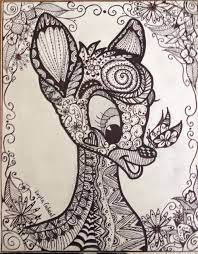 zentangle doodle bambi abstract drawing by erzanightwalker mandala disney dessins coloriage tracteur