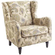 Claudio Wing Chair Blue Jacobean Tekli Koltuk Koltuklar