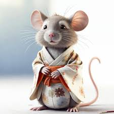 Un dessin animé d'une souris noire aux yeux orange et un coeur rouge sur le  nez. | Image Premium générée à base d'IA