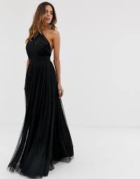 Asos One Shoulder Tulle Maxi Dress In Black Lyst