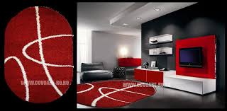 Covor Shaggy Cu Fir Lung Pufoase Model 115 Rosu Alb Home Decor Contemporary Rug Decor