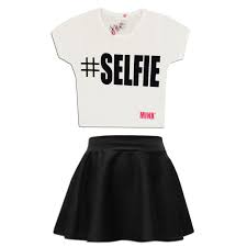 Black And White Crop Top And Skirt Set 9 99 Gbp Girls Selfie Crop Top Skirt Set Kids Children Outfit Age 7 To 13 Years Ebay Fashion Black Skater Skirt Outfit Girl Outfits Black Skater Skirts