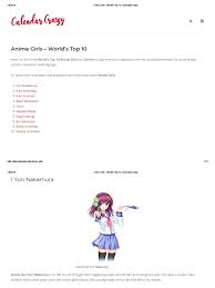 Here is the list of most anticipated anime tv shows and movies in 2019. Anime Girls World S Top 10 Calendar Crazy Design Fashion