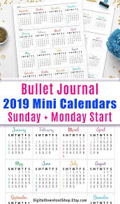 Get ready for the all new printable august monthly calendars to use for different purposes. 2021 Bullet Journal Mini Calendars For Future Log Bullet Etsy Mini Calendars Calendar Printables Bullet Journal Month