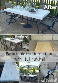 When decorating a home, patio furniture can really add up. Patio Table Transformation With Full Tutorial Our House Now A Home Diy Patio Table Patio Furniture Redo Patio Furniture Makeover