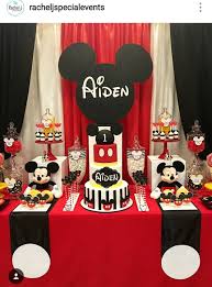 Mickey Mouse Theme Birthday Party Dessert Table And Decor Logan S 1st Birthday Mickey Mouse Birthday Mickey 1st Birthdays Mickey Mouse First Birthday
