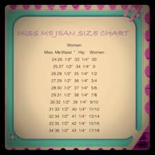 Miss Me Size Chart