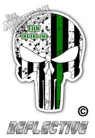 1.our size table is based on actual . 3 Customized End Of Watch Green Line Punisher Decal Skull Reflective Sticker Ebay