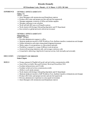 General Office Assistant Resume Samples Velvet Jobs