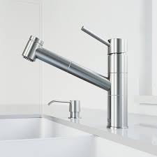 A sleek design provides an exact match to both lines of kitchen faucets. Vigo Branson Pull Out Spray Kitchen Faucet With Soap Dispenser Kitchen Faucets Kitchen