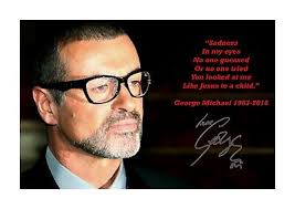 George Michael with "Jesus to a Child" lyrics A4 signed poster choice of  frame