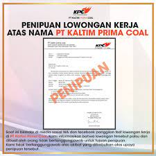 Check spelling or type a new query. Penipuan Lowongan Mengatasnamakan Pt Kaltim Prima Coal Facebook