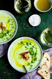 Cream Of Potato Chive Soup With Roasted Jalapeno Recipe Chives Recipe Soup Roasted Jalapeno
