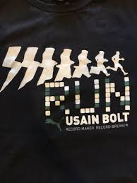 Usain currently holds the world records in the 100m, 200m and 4x100m with times of 9.58 secs, 19.19 secs and 36.84 secs. Puma Usain Bolt Shirt Record Maker Record Breaker Xl Gem