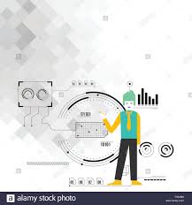 Man Standing Holding Pen Pointing To Chart Diagram With Seo
