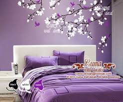 Cherry Blossom Wall Decals Violet Nursery White Flowers Vinyl Wall Decal Tree Birds Wall Sticker Kids Decals Nursery Z303 By Cuma Purple Living Room Tree Wall Decal Vinyl Tree Wall Decal
