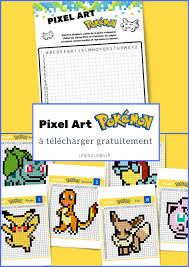 Modèles pour pixel art sur le thème du printemps cp ce1 ce2. Pixel Art Pokemon Pikachu Salameche Bulbizarre Etc A Imprimer Pixel Art Pokemon Featured