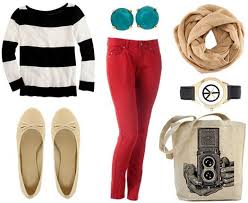 Museum Outfit Colorful Jeans Striped Sweater Flats Scarf Tote Watch Fashion What To Wear How To Wear