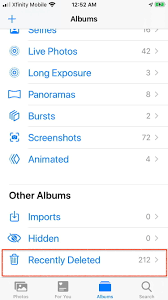 Click on the albums tab and scroll down to utilities to find the folder for recently deleted photos. How To Delete And Recover Photos On Your Iphone Digital Trends
